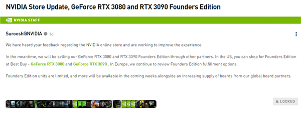 NVIDIA官网商店停售RTX 3080/3090显卡 转交百思买负责