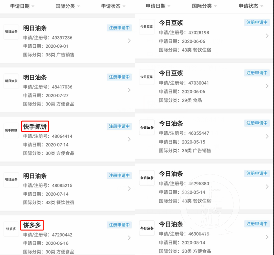 今日油条回应被今日头条起诉 还申请饼多多、快手抓饼等商标