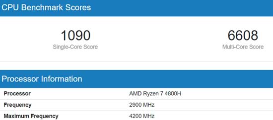 AMD Ryzen7 5800H参数跑分曝光：比4800H多核性能提高15％