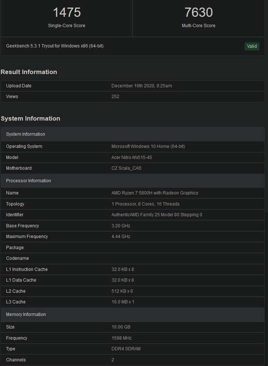 AMD Ryzen7 5800H参数跑分曝光：比4800H多核性能提高15％