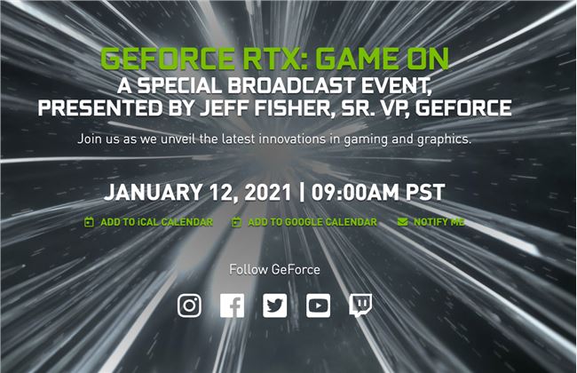 英伟达宣布将于1月12日举办GeForce RTX特别活动