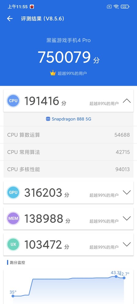 黑鲨4 Pro跑分成绩