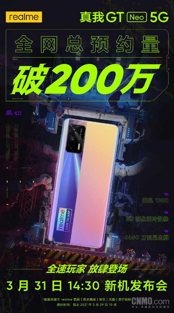 realme真我GT Neo全网总预约量破200万