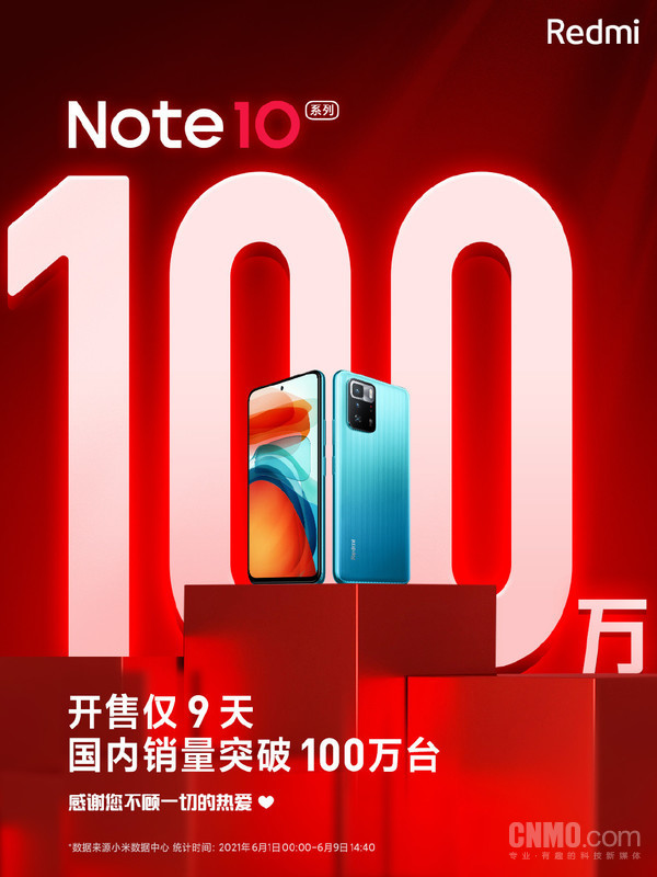 Redmi Note10系列销量便超100万