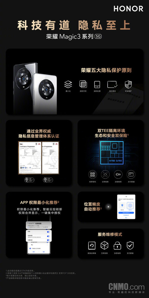 荣耀Magic3系列隐私保护
