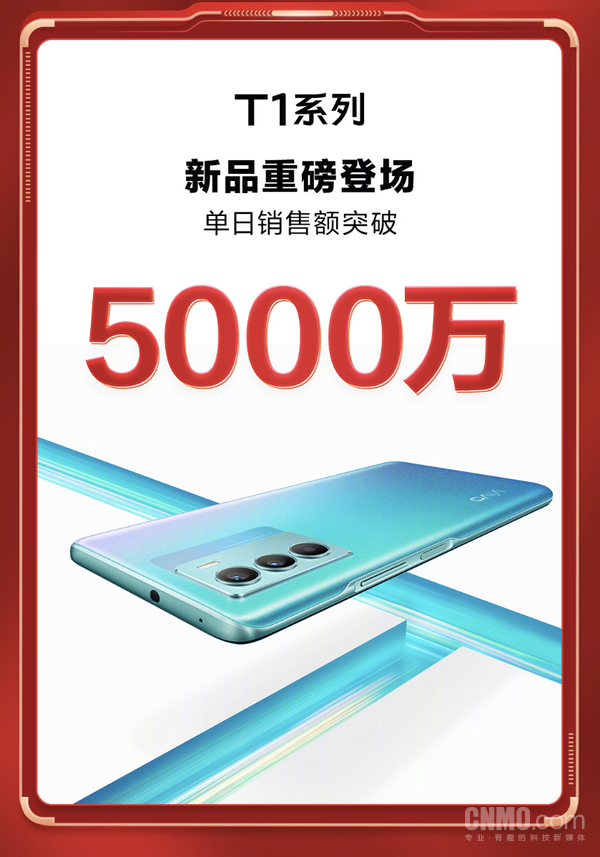 vivo T1系列单日销售额超5000万元