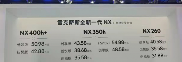 全新雷克萨斯NX广州车展上市 售价31.88万-54.88万元