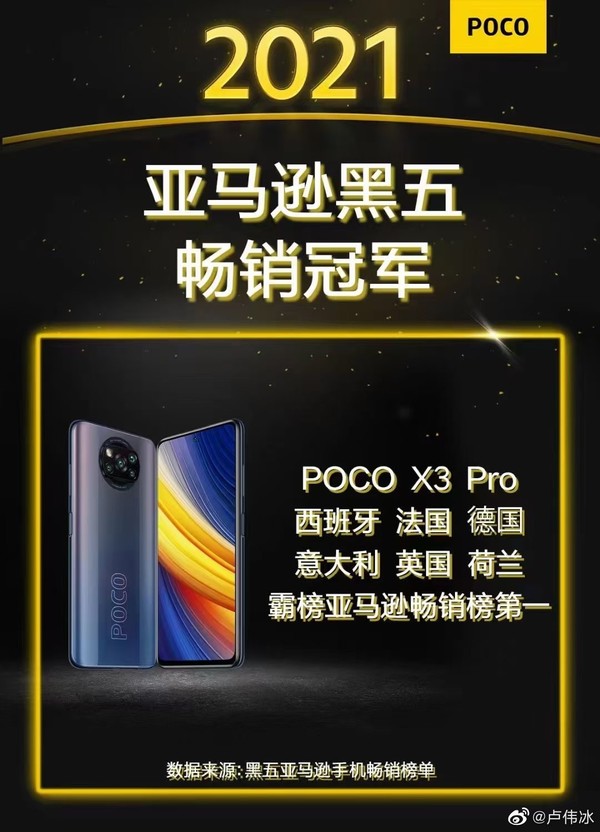 小米POCO X3 Pro斩获亚马逊黑五畅销冠军