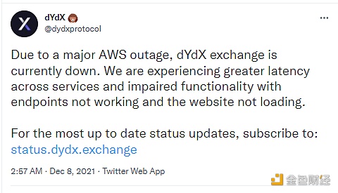 
      金色前哨｜亚马逊云服务大面积故障：Coinbase、dYdX等受影响