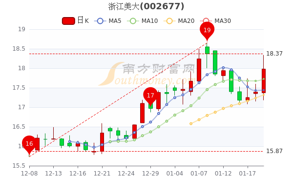 浙江美大1月19日股价是多少？