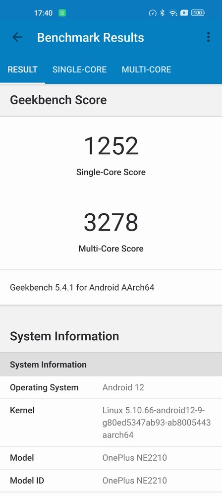 GeekBench 5跑分结果