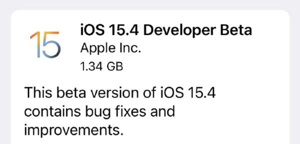 iOS 15.4开发者测试版