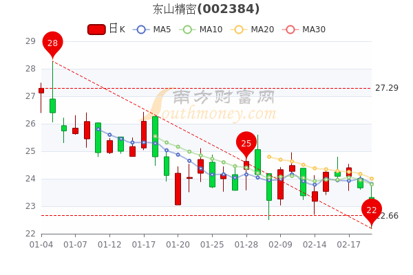 2月21日东山精密股票市盈率24.37，散户净流入1.48亿