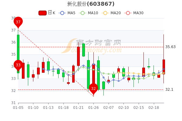 新化股份2月22日市值48.89亿，超大单净流入2944.3万