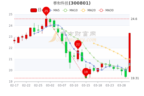 3月30日泰和科技报23.33元，大单净流入378.73万